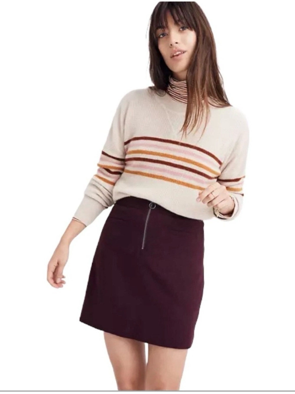Madewell Fireside Mini Skirt Rich Plum Size 10 NWT Wool Blend A-Line